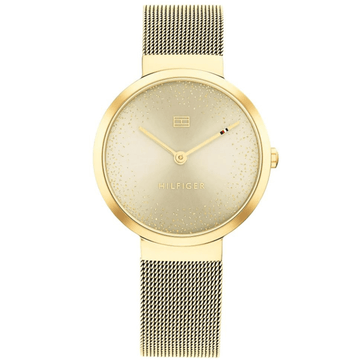 Γυναικείο ρολόι Tommy Hilfiger Libby 1782487 με χρυσό ατσάλινο μπρασελέ και χρυσό καντράν διαμέτρου 32mm με ζιργκόν.